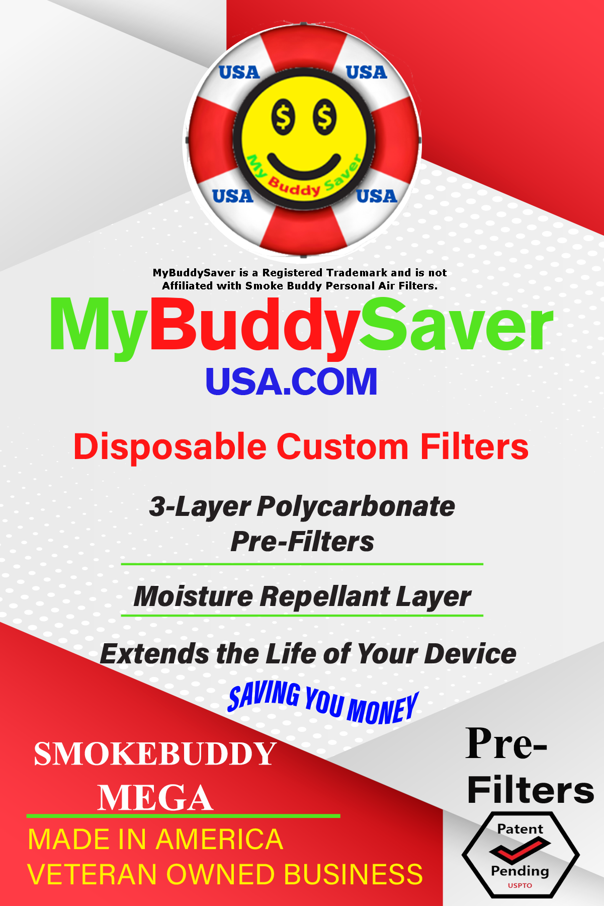 Smoke Buddy Mega Disposable MBS Pre-Filters